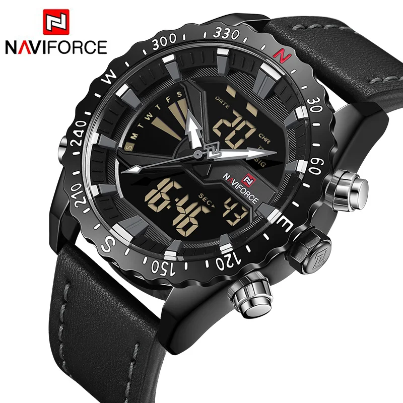 NAVIFORCE Лидирующий бренд аналоговые кварцевые часы Для мужчин Военные Спортивные