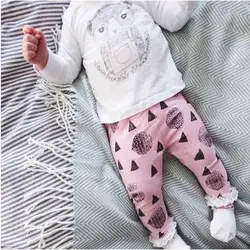 2019 осень детская одежда для малышки Модная хлопковая Футболка с буквенным принтом + брюки 2 шт. Одежда для младенцев комплекты одежды для