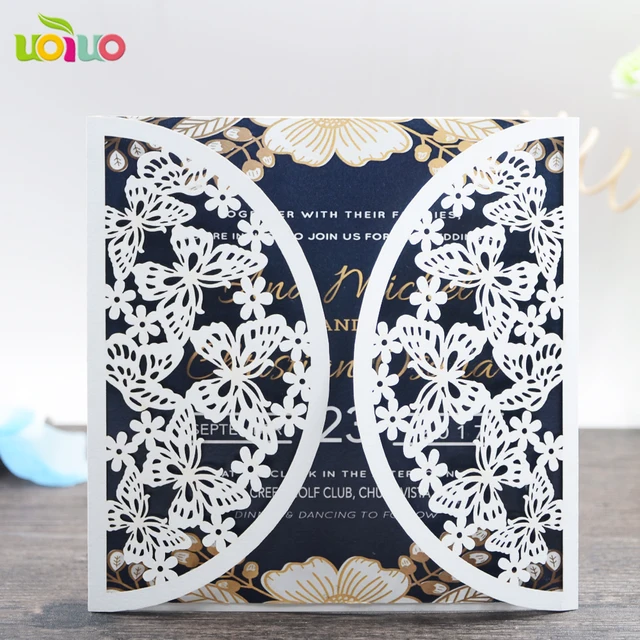 white and gold wedding invitation card tri fold laser cut 3d create create invitation card free
