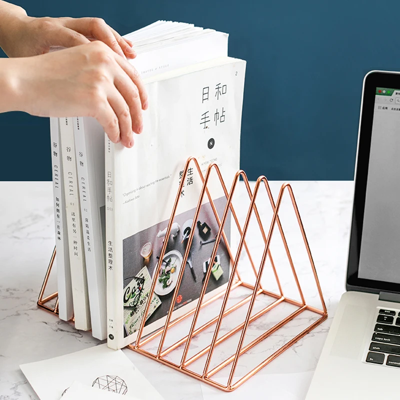 JINSERTA настольная металлическая книжная полка из розового золота стойка для