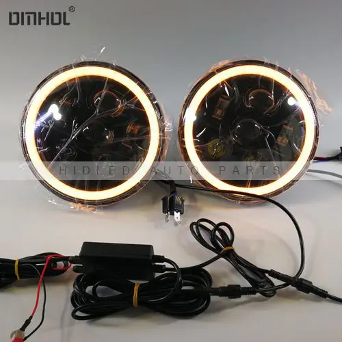 App control 7 inch RGB LED headlights for Jeep