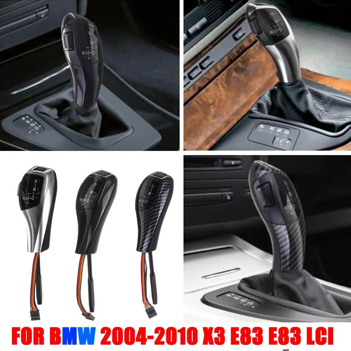 

3 Style 83mm Rod+C Line LED Manual Gear Shift-Knob Stick Lever LHD Automatic Knob For BMW X3 E83 E83 LCI 2004-10