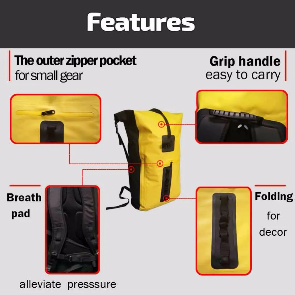 32L al aire libre río Trekking bolsa doble correas de hombro Paquete de agua natación mochila bolsas a prueba de agua para la deriva kayak - 2