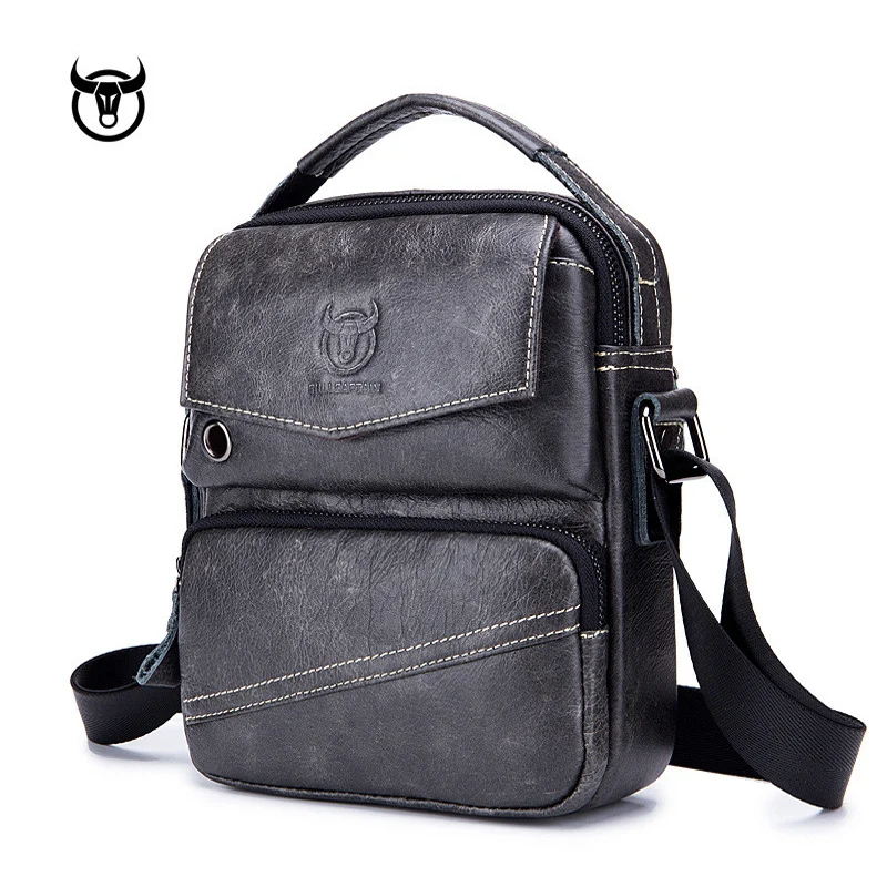 

Brand BULLCAPTAIN Genuile Leather Men Bag Casual Business Leather man Shoulder Messenger Bag Vintage Crossbody Bag for male