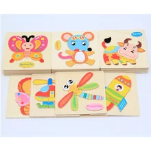 Монтессори игрушки для детей головоломки Деревянные 3D Мультяшные животные Ранние обучающие игрушки дорожные Пазлы головоломка