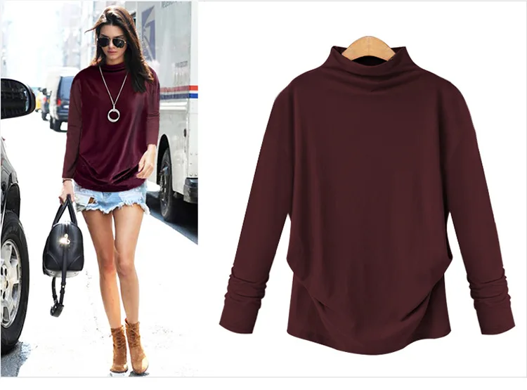 

ZOGAA 2019 new Korean version of the large size loose shirt wild long section half high collar shirt size S-6XL