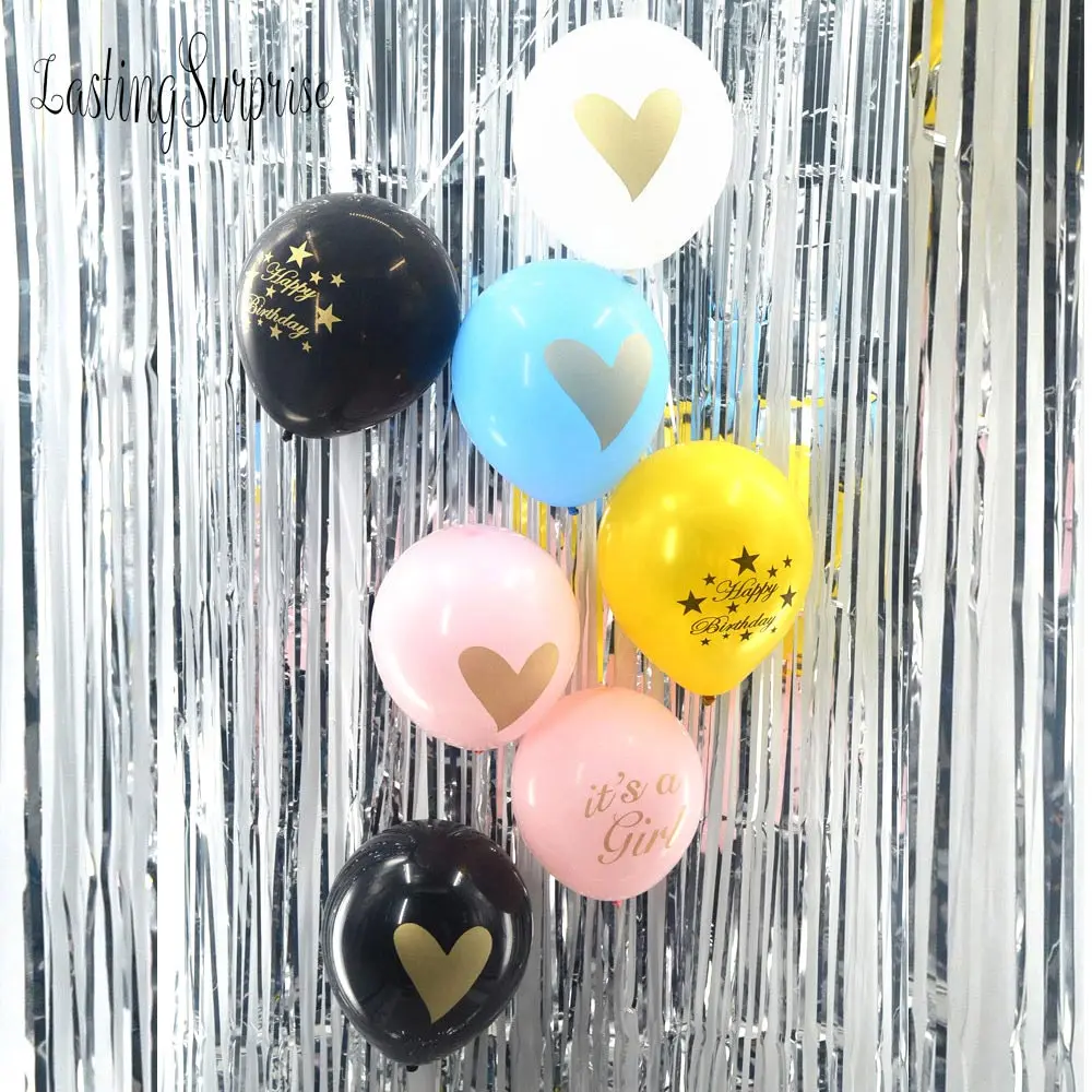 12pcs font b Baby b font Shower Balloon With Gold Glitter Shiny Written Its A Girl