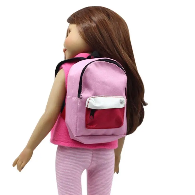 Doll's Accessories Patchwork Cute Mini Double Straps Backpack Schoolbag