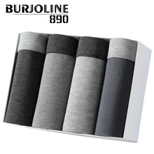 BURJOLINE Мужское нижнее белье 4 шт./лот однотонное серое нижнее белье удобные u-выпуклые шорты брюки дышащие R9003