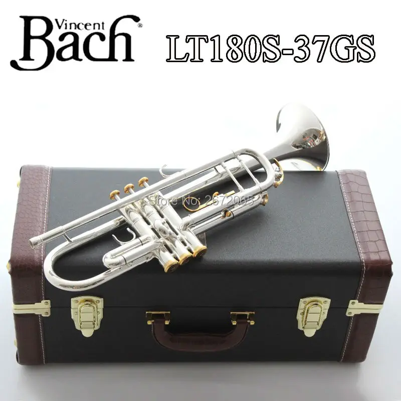 Brand New Professional Bach Trumpet Plate Silver Pipe Body Gold Plated