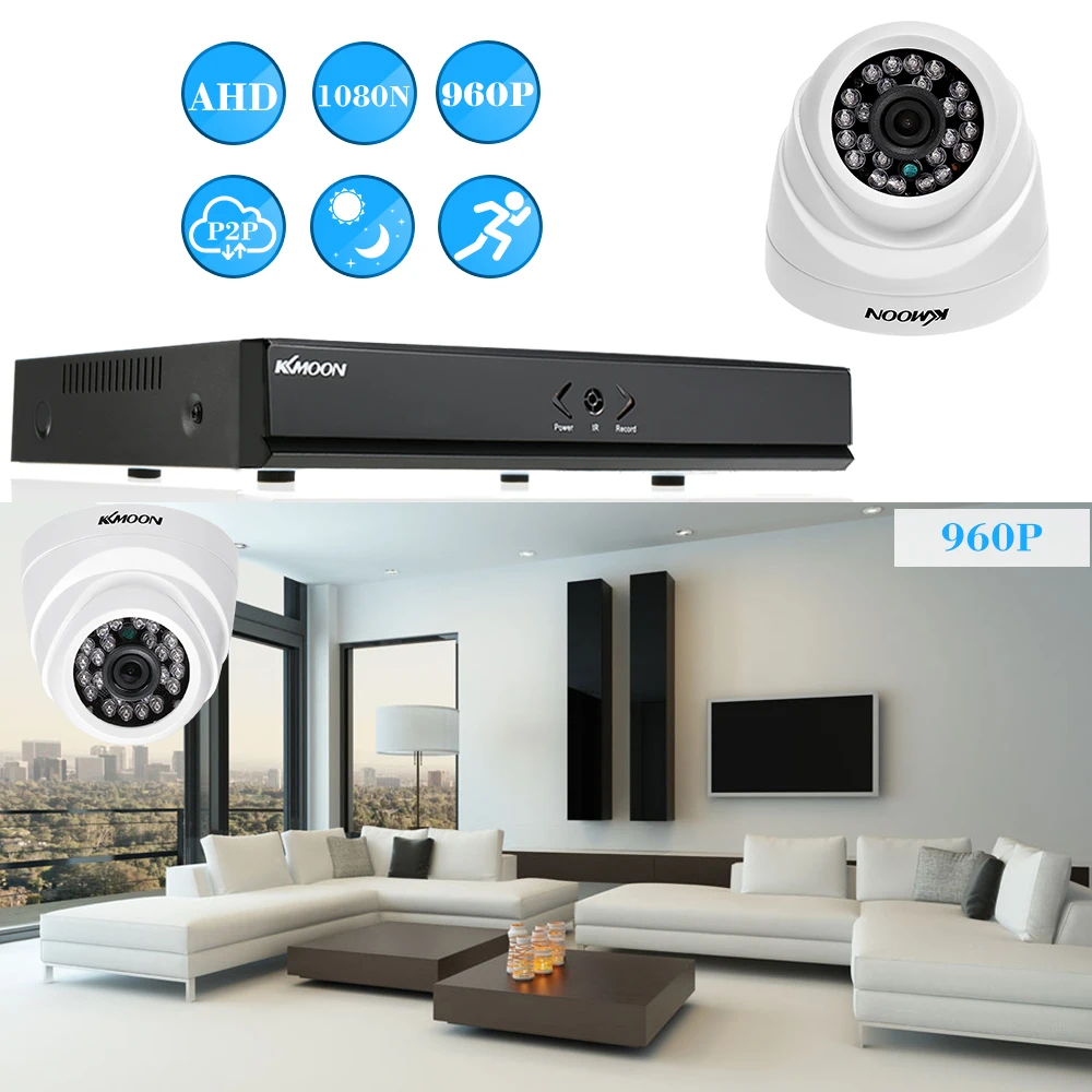 KKmoon 4CH 1080N система AHD CCTV DVR с 4CH 960 P AHD ИК Обнаружение движения ночного видения CCTV камера для системы видеонаблюдения