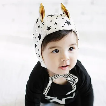 

New Child Hat Ear Protector Kids Pocket Classic Black White Baby Hat&Caps