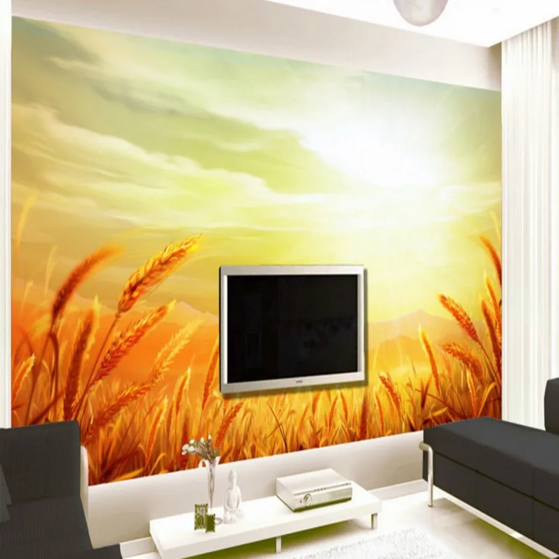 Free Shipping Golden Field Sun Oil Painting HD Background wallpaper bathroom living room high quality stereo custom mural | Обустройство