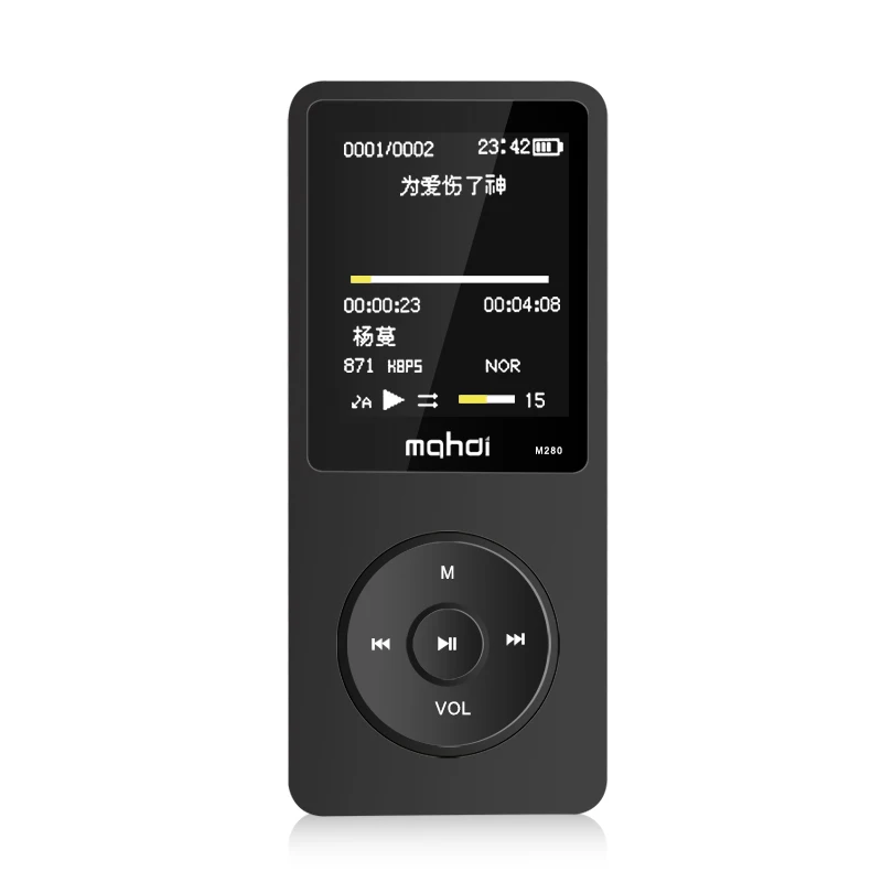 Черный Mahdi M280 Спортивный MP3 плеер, работающий портативный аудио Hi-Fi плеер, 8 ГБ, 1,8 дюйма, TFT экран, поддержка 128 ГБ, TF карта, FM радио, диктофон - Цвет: Черный