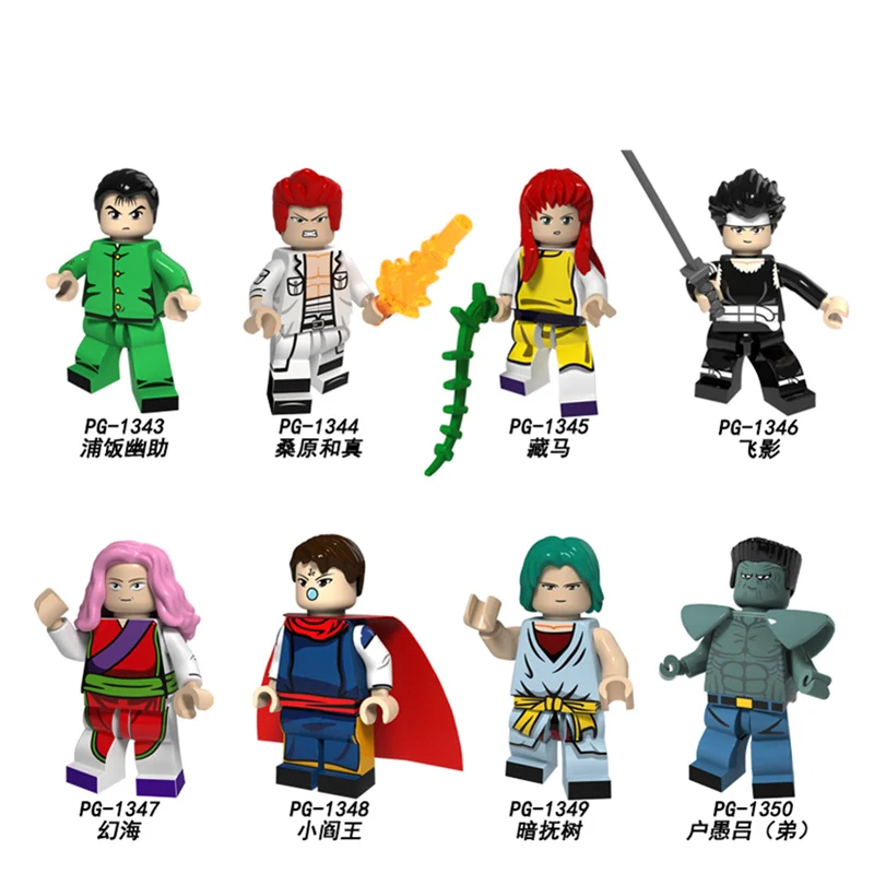 

8PCS/lot Legoing YuYu Hakusho Suzuki Comics Figures Genkai Yusuke Urameshi Kurama Building Blocks Bricks Model Children Toys
