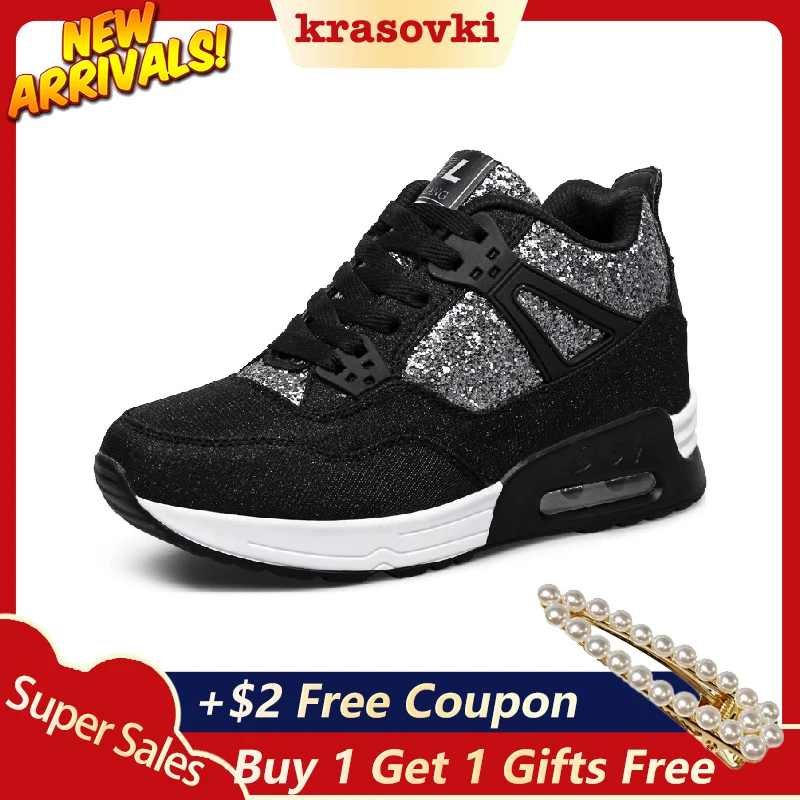 

Krasovki Sneakers Women Spring Internal Increase Dropshipping Thick Bottom Leisure Fashion High Heel Breathable Women Shoes