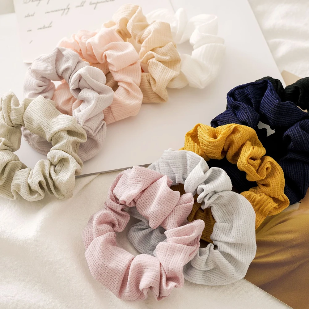 

2019 NEW Fashion Solid Elastic Hair Bands Sweet Women Girls Scrunchie Summer Ponytail Hair Rope Ring Hair Accessories