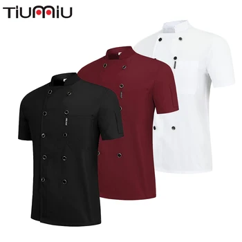 

Chef Jacket Summer Canteen Cook Waiter Shirt Hotel Kitchen Work Clothes Unisex Wholesale Uniform Breathable Mesh Pure Color