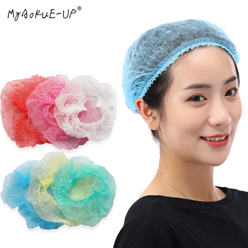 100pcs/lot Disposable Shower Caps Salon Home Elastic Cap Grafting Lashes Eyelash Extension makeup tool