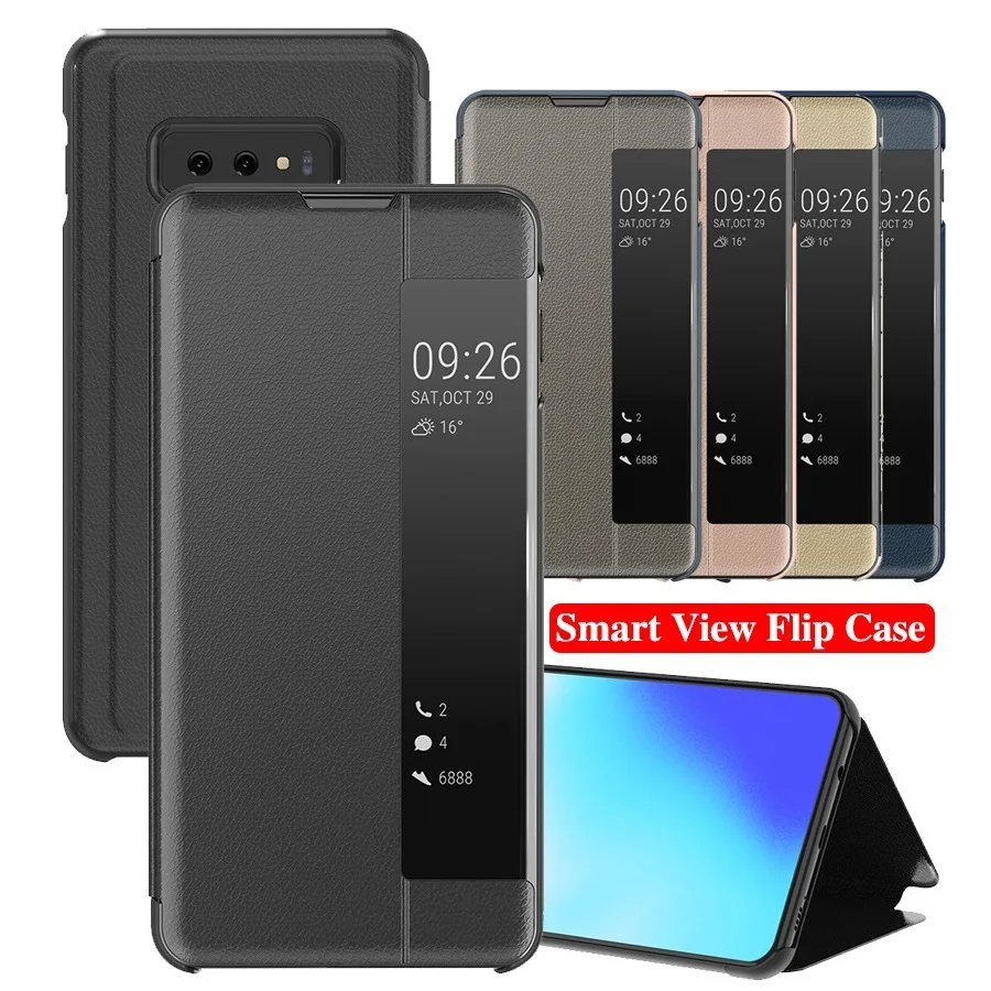 Кожаный флип чехол для телефона samsung Galaxy A6 Plus A7 A9 2018 мобильного с умным сенсорным