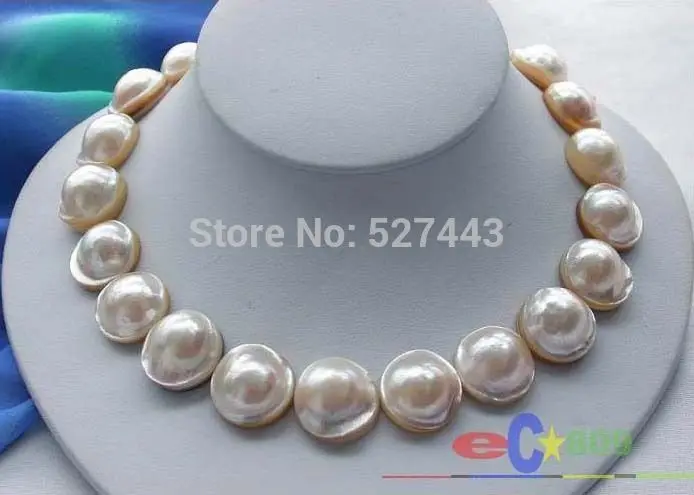 

Wholesale fast sNATUREL HUGE 20MM WHITE SOUTH SEA MABE PEARL NECKLACE (A0513)