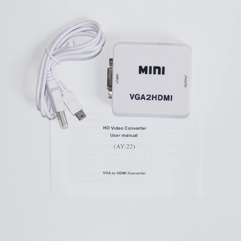  Mini Hd 1080P Audio Vga a Hdmi Hd Hdtv Video Converter Box Adattatore con Il Cavo Hdmi per Pc Del C
