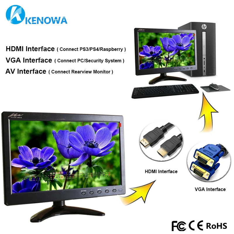 10,1 дюймов 1280*800 ips HDMI емкостный сенсорный экран СВЕТОДИОДНЫЙ монитор промышленный VGA/AV USB Компьютерный светодиодный ПК Автомобильный дисплей экран ноутбука