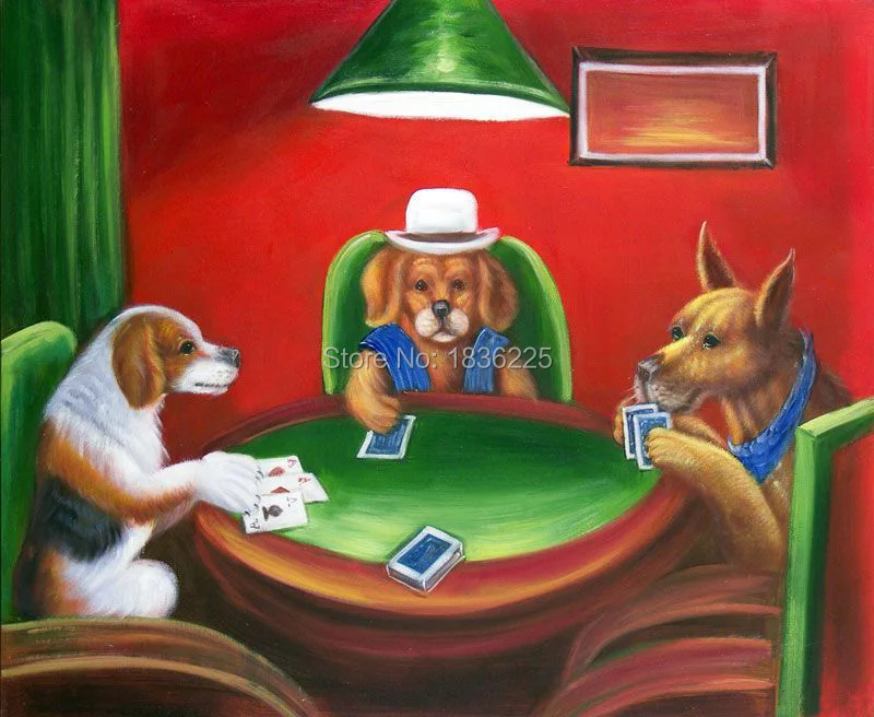 Wholesale-cheap-Modern-Wall-Art-Oil-Painting-funny-font-b-Dogs-b-font-font-b-Playing