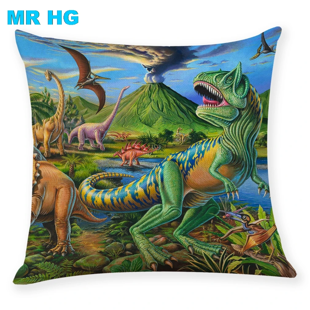 

Pillow Case Gift Dinosaur linen Throw pillowcase One side printing Home Decorative Pillow Cover for Sofa Cojines