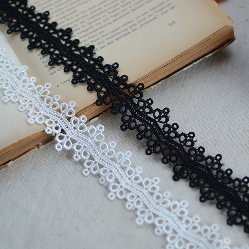 

10Yards Embroidered Lace Ribbon Black White Lace Trim Clothing Accessories Crafts Sewing Lace Fabric Applique For Bridal Dress