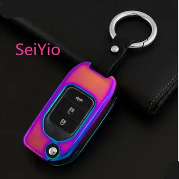 

SeiYio Car key ring case for Honda CRV ling sent XRV Civic Accord VEZEL Fit Odyss Alloy& Leather car cover for Honda key