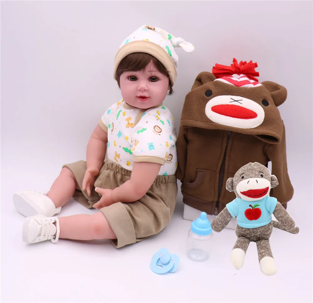 DOLLMAI Bebe куклы Reborn Мягкие силиконовые 50 5 см коричневые Мультяшные adora Игрушки для