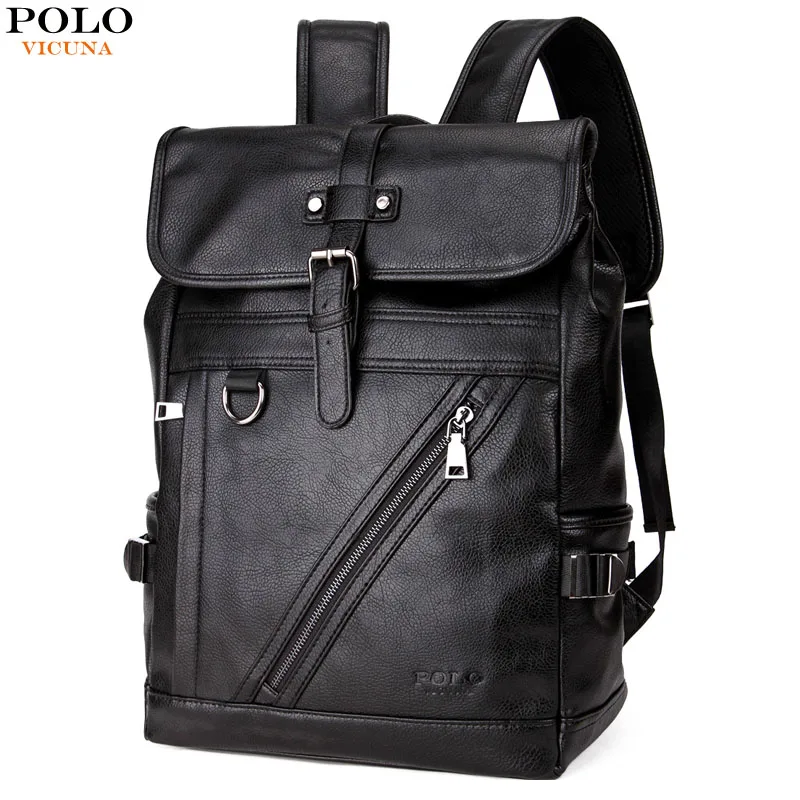 

VICUNA POLO Large Capacity Laptop Backpack High Quality Leather Men Multifunction Bag Casual Travel Daypack Mens School Backpack