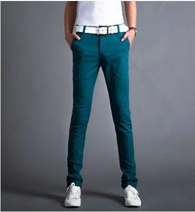 Новое поступление модные дизайнерские Длинные мужские брюки мужские узкие брюки длинные брюки для отдыха мужские корейские прямые шаровары - Цвет: Peacock Blue