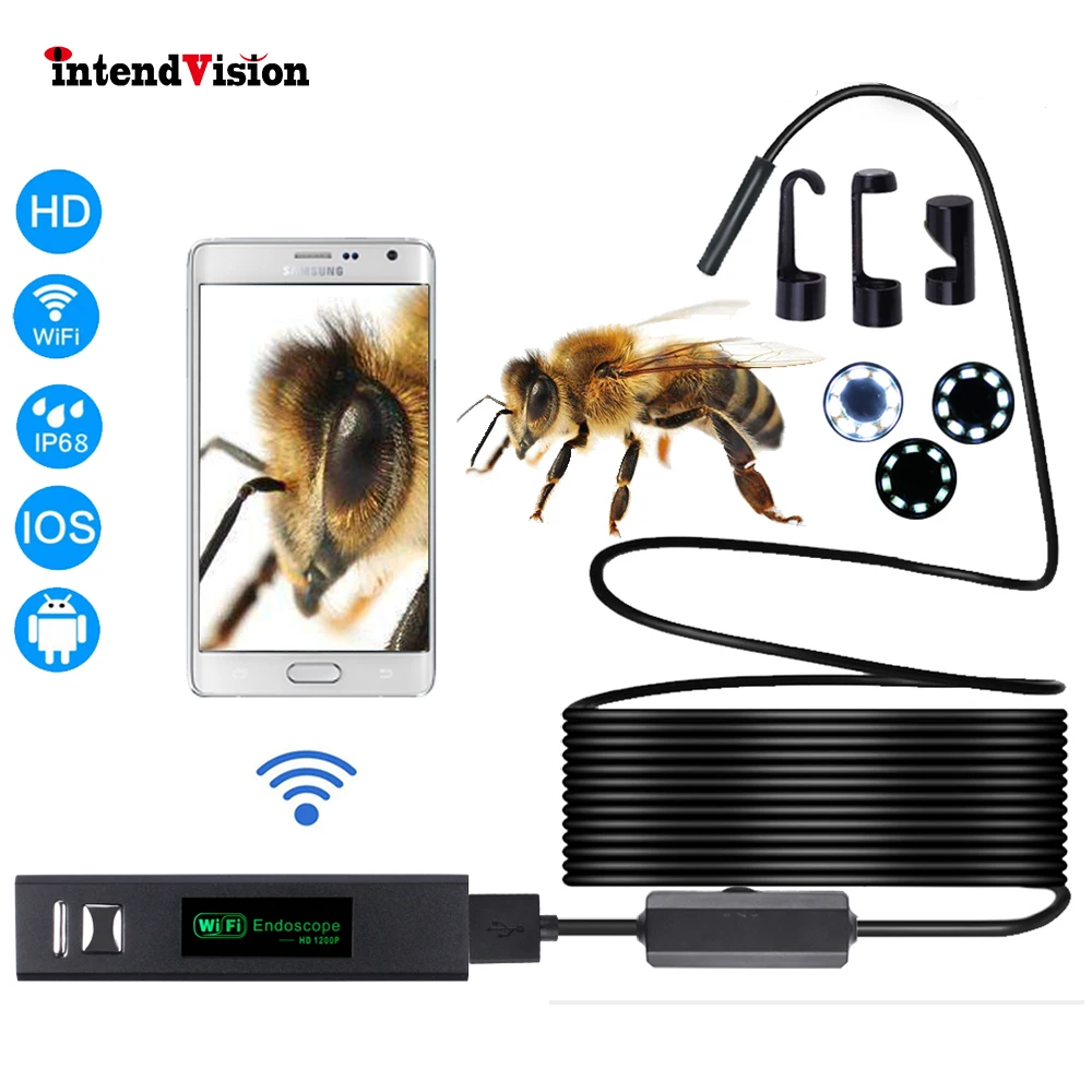 

Wireless Endoscope Camera 2mp HD WIFI Hardware Endoscope with 8pcs LED Inspection Snake Camera for Smartphone IDHD1