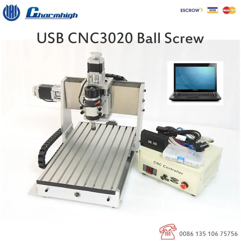 

USB CNC 3020B Laptop control 3 Axis CNC3020B Ball Screw CNC Router 300w Spindle CNC machine Milling machine 110v 220v