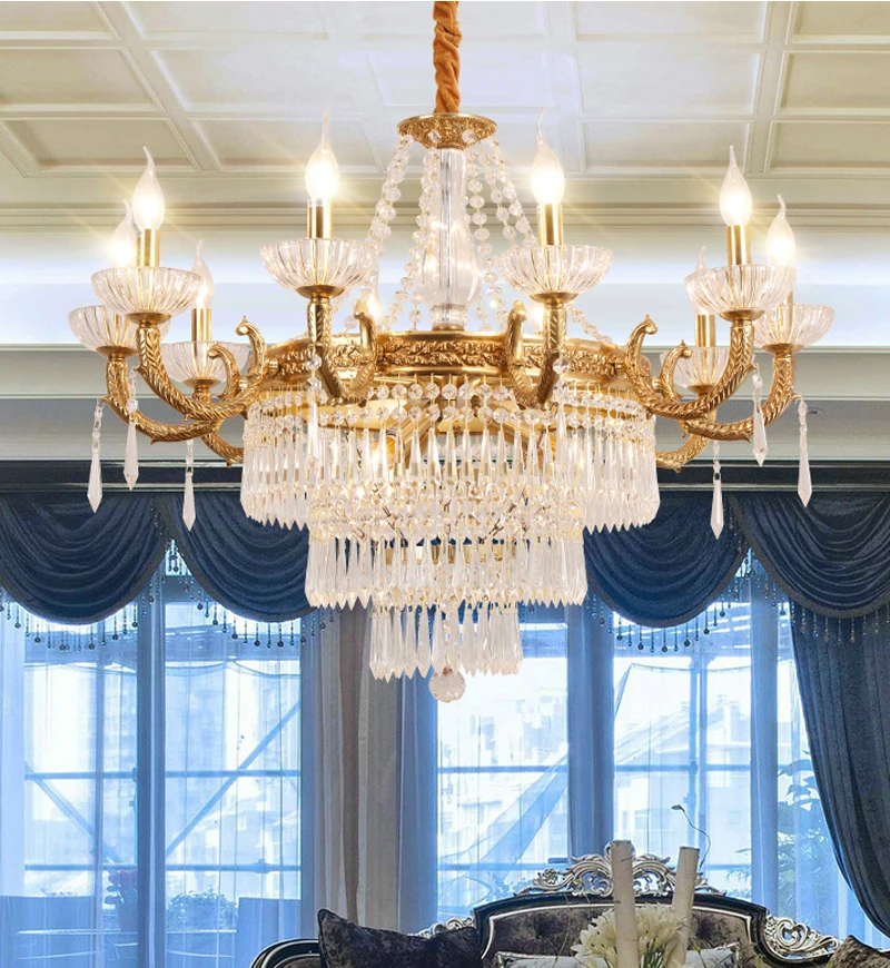 

Phube Lighting French Style Copper Chandeliers Villa Chandeliers Crystal Chandelier Lustre Light Lighting Free Shipping