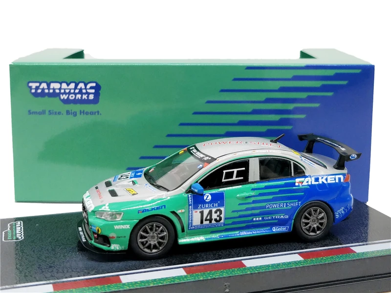 Tarmac работает 1:64 Mitsubishi Lancer Evo X Nurburgring 24H #143 литая модель автомобиля|Наземный
