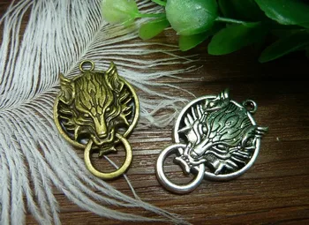 

20 pcs Antique Bronze / Antique Silveer Alloy Angry Wolf Charms Pendant,You can also use it as connectors,27*40mm