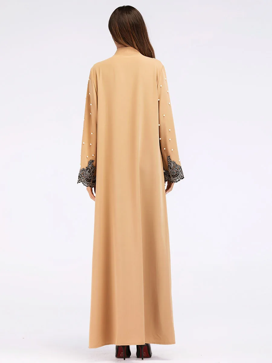 187060 # мусульманских Для женщин Bubble бусы кардиган Длинные рукава длинные внешний платья Mujer Vestidos Musulman Faldas