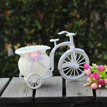 

Big Wheel Round Flower Basket Simulation Rattan Floats Flower Vase Flowerpots Containers Small Photography Props bike/flower pot