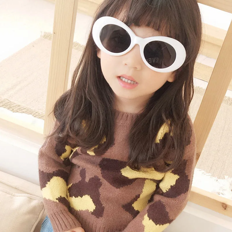 

Vintage Oval Kid Sunglasses Fashion Black White Anti-UV Eyewear Children Sun Glasses for Baby Girls Street Beat gafas