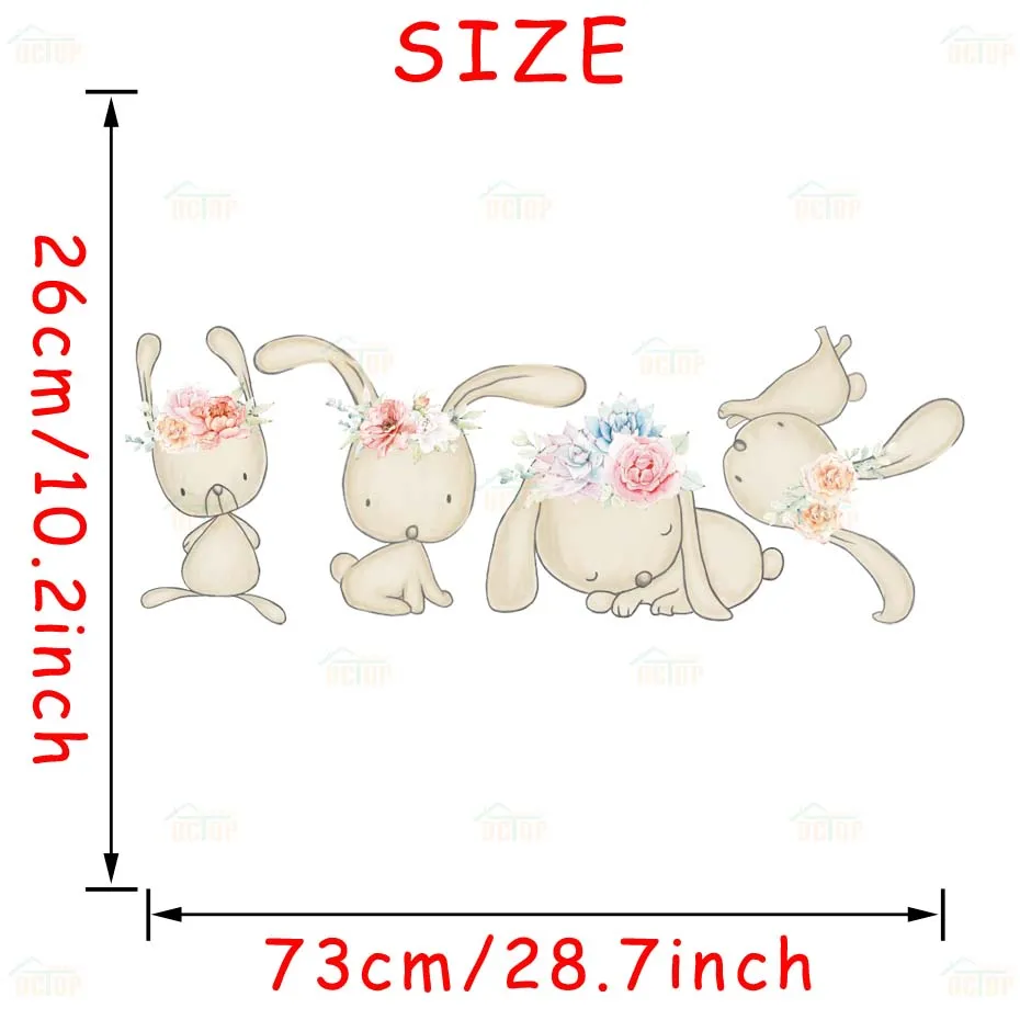 Cute Elegant Little Rabbit Wear Wreath Wall Decal Children's Kids Art Vinyls Stickers Living Room Bedroom Home Decoration Mural