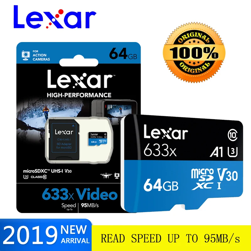 

Lexar Memory Card Micro SD 256GB 32GB 64GB 128GB 512gb SDHC SDXC Grade 633x Class 10 C10 UHS TF SD Cards Trans Flash Microsd