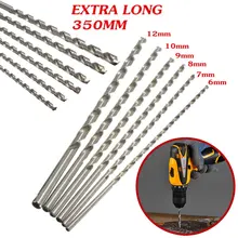 Silver Drill Bit 6-12mm Diameter Mayitr Extra Long HSS Straight Shank Auger Twist Drill Bit Set 350mm Length for Electric Drills