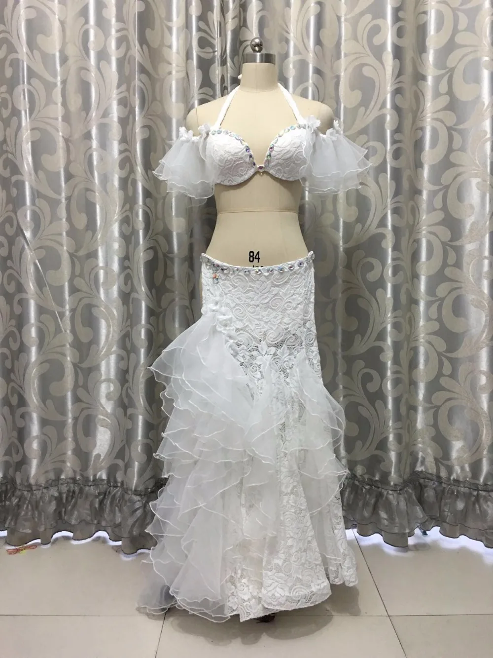 Индивидуальные bellydance diamond Синий/Белый Индийский живот цыганский костюм для