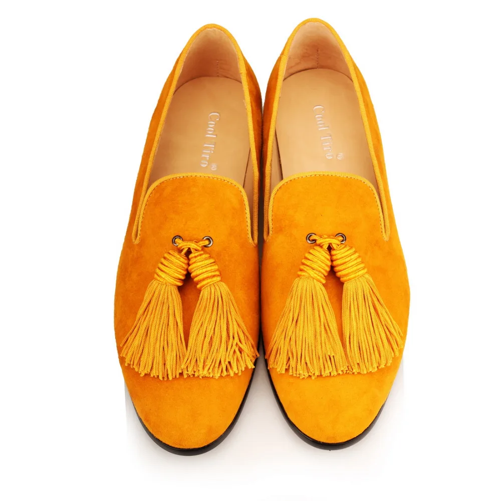 Tassel Men Loafers Gold Suede (20)