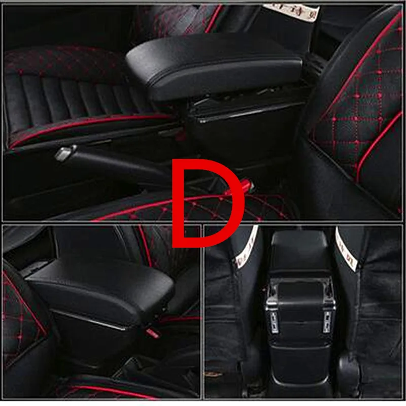 for Hyundai Accent Armrest box central Store content box with USB interface - Название цвета: D Black black line