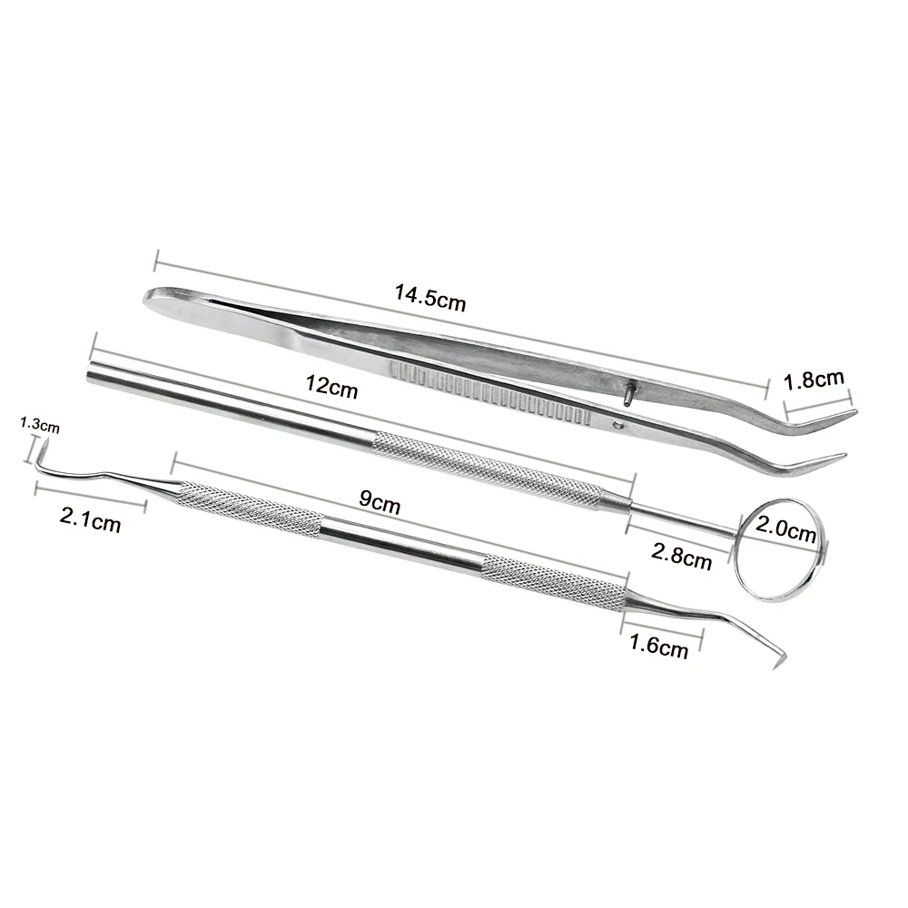 3 шт./компл. набор стоматологических инструментов из нержавеющей стали набор стоматологический для чистки зубов гигиенические чистки увеличивающее зеркало уход за полостью рта зонд