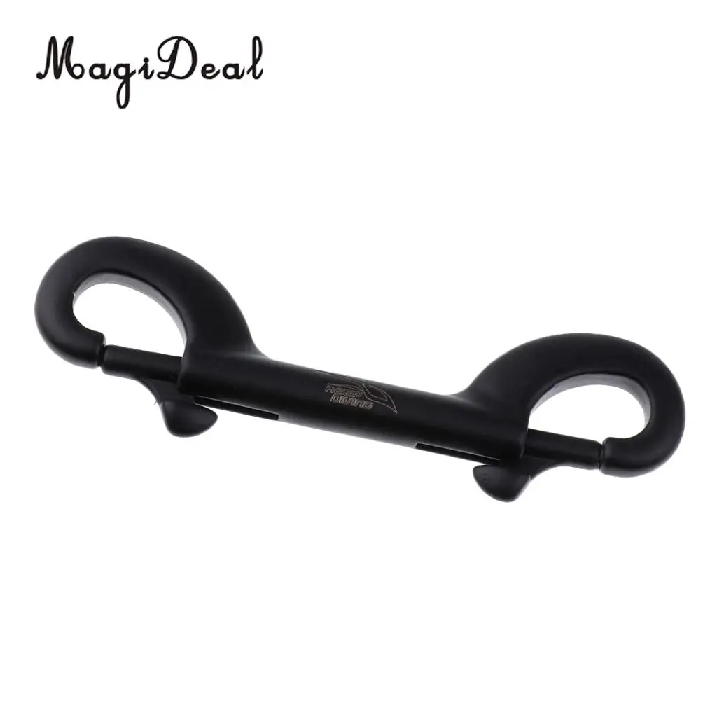 MagiDeal Scuba Diving 90mm/100mm/115mm 316 Black Stainless Steel Double Ended Bolt Snap Buckle Metal Clip for Underwater Sports